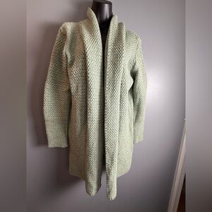 Irelands Eye 100% Virgin Wool Green Knit Sweater Sz L Made in Ireland 24" PTP